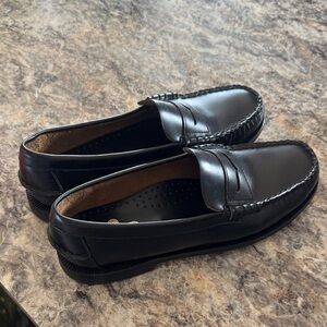 Sebago black leather loafers for women